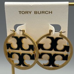 Tory Burch large Miller green and gold tone hoop, new